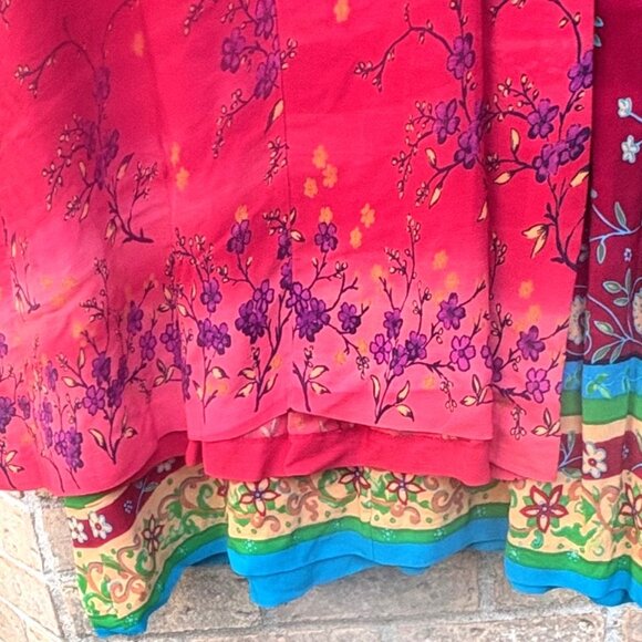 2 PositiveAttitude VTG FLORAL maxi dresses pintuck pleats ORANGE & RED(NWT)SZ 18 - Picture 3 of 12